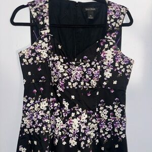 White House Black Market Black Floral Fit & Flare Dress